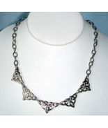 Lenox Celtic Interlace Love Knot Statement Necklace 17&quot; Silverplate USA New - £26.53 GBP
