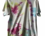 Gildan Tie Dyed Hippie T Shirt Medium Short Sleeve Crew Neck Pink Teal - $7.73