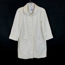 Womens Size 2 Tibi Cream 60s Mod Textured Basketweave Button Front Jacket - £65.12 GBP