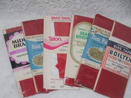 Red Trims and Bias Tapes Lot 6 Packs Wrights &amp; Assorted Brands - £12.60 GBP
