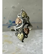 Black Hills Gold ring size 10 long leaves sterling silver women girls - $186.85 CAD
