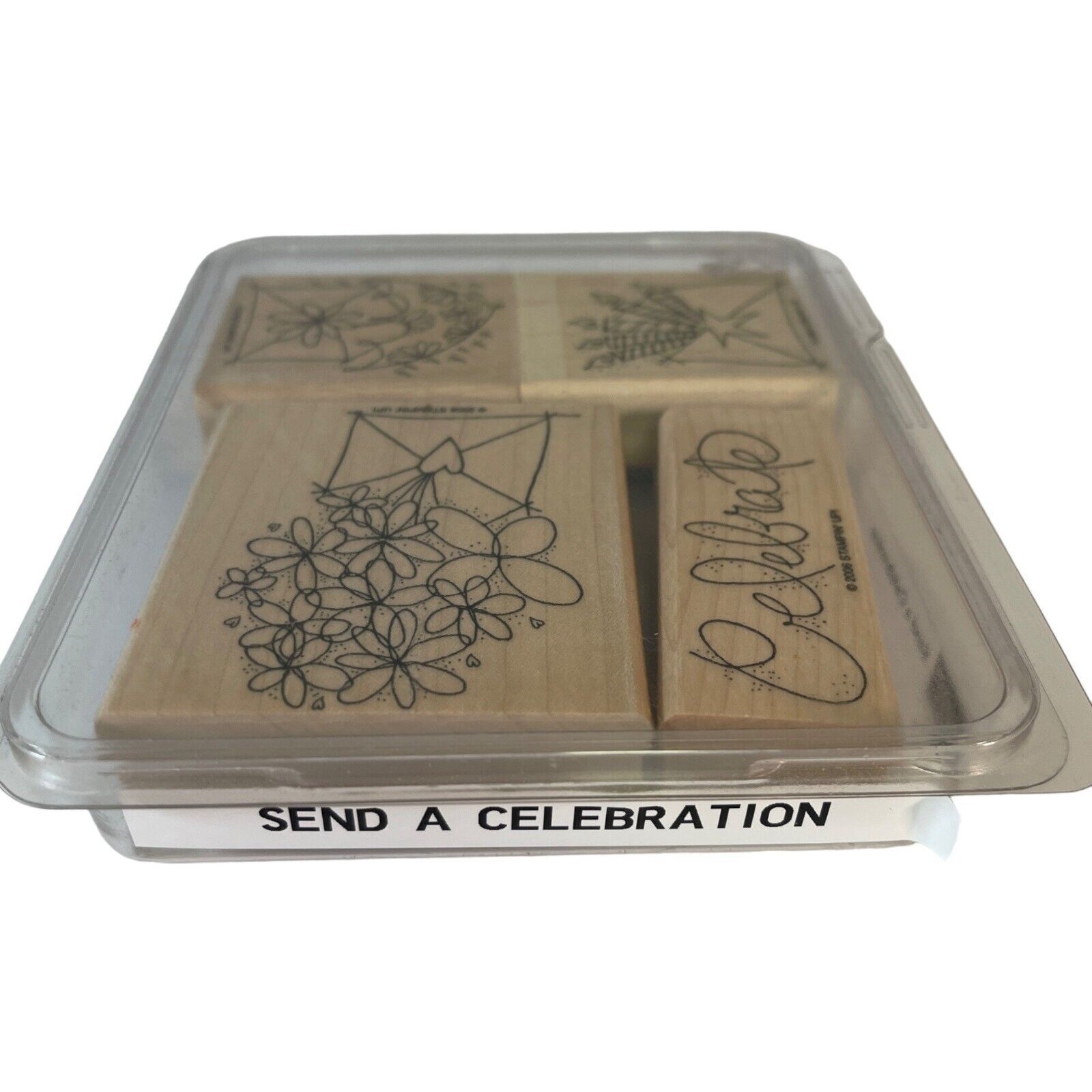 Primary image for Stampin Up Send a Celebration Rubber Stamp Set Wood Mounted