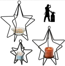 3-D Star Wrought Iron Candle Stand Holiday Decor Holder In 3 Sizes Usa Handmade - $34.97+