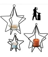 3-D STAR Wrought Iron Candle Stand Holiday Decor Holder in 3 Sizes USA H... - £27.95 GBP+