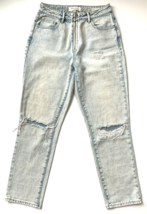 Pacsun Womens High Rise Straight Leg Mom Jeans Light Blue Denim Distressed  26 - £12.86 GBP