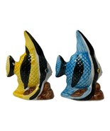 Tropical Angel Fish Salt and Pepper Blue Yellow Black Shakers Vintage - €20,77 EUR