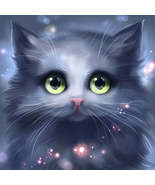 Diamond Painting Kit, Cartoon Soft Gray Cat, full square, 45x45cm, USA, ... - £22.83 GBP