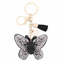 Butterfly Crystal Tassel Keyring Keychain Bag Charm - $14.85