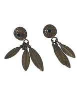 Vintage Brass Dream Catcher Earrings with Black Center Stone - $20.09