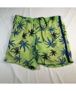 Vintage Nautica Swim Trunks Shorts Mens L Neon Green Palm Trees Mesh Lined - £11.02 GBP