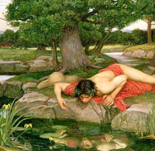 Oil painting Echo-and-Narcissus-John-William-Waterhouse landscape handmade art - £54.14 GBP