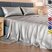 Satin Sheets Queen Size 4 Pieces 8 Colors Silky Satin Sheet Set -Satin Bed Se... - £42.10 GBP