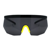 Half Rim Goggle Style Sunglasses Oversized Shield Cover Shades Black UV 400 - £17.04 GBP
