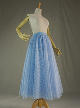 Light Blue A-line Tulle Skirt Women Custom Plus Size Plaid Midi Skirt image 5