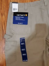 Mens 46X30 Carpenters Pants Carhartt Weathered Duck Dungaree Relaxed Fit - $44.50