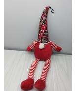 Petlou red Christmas plaid hat gnome Plush dog toy NO BEARD squeaky - £3.87 GBP