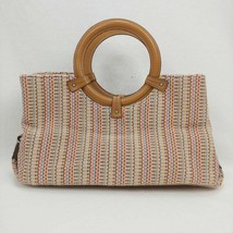 FOSSIL Multicolor Straw Handbag! Wood Handles Multi Colors - £13.95 GBP