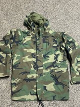US GI Military Cold Weather Parka Mens Large Long Woodland Camouflage Gore-tex - £47.58 GBP
