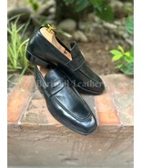 Handmade leather loafers black leather dress shoes formal wear leather s... - £125.89 GBP+