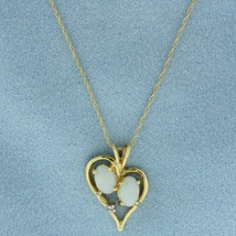 Opal and Diamond Heart Necklace in 14k Yellow Gold - £209.43 GBP