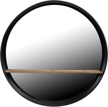 Creative Co-Op Metal & Wood Wall Mirror With Shelf, 24", Black - $88.99