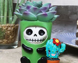 Ebros Furry Bones Echy The Succulent Plant Pot With Cactus Skeleton Figu... - $14.99