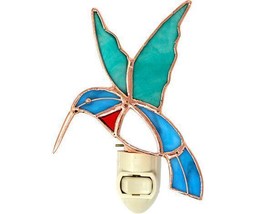 Stained Glass Hummingbird Bird Night Light NWT Decor US Plug Gift Essent... - $25.49