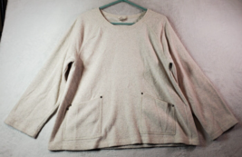 J. Jill Shirt Top Womens Large Beige Polyester Pockets Long Sleeve Round Neck - £14.40 GBP