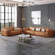 Light Luxury Leather Sofa First Layer Cowhide Nordic Small Apartment Living Room - £1,478.55 GBP+