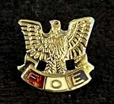 Fraternal Order Of Eagles Lapel Pin Gold Tone Metal With Red White Blue Foe - £6.93 GBP