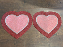 2 Storehouse Beaded Heart Shaped Charger Placemat New 15” Pink Red - £47.95 GBP