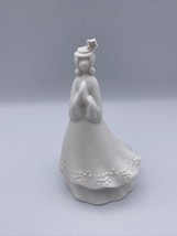 White Bone Porcelain Pearl Glaze Accented Girl With Star Figurine - £18.64 GBP