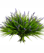 12 Bundles Artificial Plants Outdoor Fake Monkey Grass with Flowers for ... - €24,16 EUR