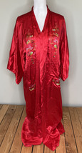 Golden bee Women’s Vintage Open front Embroidered Chinese kimono Sz L Red H5 - £49.66 GBP