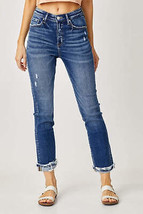 Risen Full Size High-Rise Frayed Cuffed Straight Jeans - £54.01 GBP