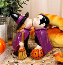 Ebros Halloween Witch Kissing Vampire Salt And Pepper Shakers Set Cerami... - £13.42 GBP