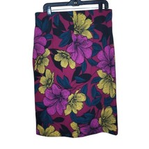 Worthington Womens 14 Skirt Fushia Pink Yellow Floral Flower Zipper Pencil - £10.74 GBP
