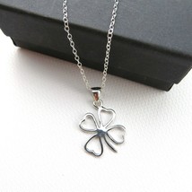 NEW- Sterling Silver Four Leaf Clover Charm  and 16&quot; silver chain Necklace - £15.53 GBP