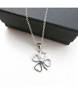 NEW- Sterling Silver Four Leaf Clover Charm  and 16&quot; silver chain Necklace - £15.49 GBP