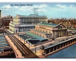 Union Railroad Station Chicago Illinois IL Linen Postcard N18 - £1.56 GBP