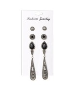 9 Design Vintage Water Drop Crystal Earrings Set For Woman Black Stone Silver Co - $9.48
