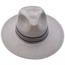 HOT Gray Straw Jazz Fedora Hat Trilby Cuban Sun Cap - Panama Short Brim ... - £13.27 GBP