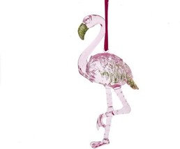 Kurt Adler Preppy Christmas Pink Flamingo Hanging Ornament - $9.89