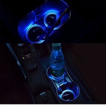 Solar LED Lights Car Cup Holder Mat Cup Pad Drinks Coaster Blue Car Accessories - £9.69 GBP
