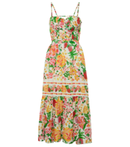 NWT FARM Rio Floral Sketch Midi in White Floral Pineapple Cotton Tank Dr... - $148.50