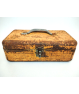 Cool Old Yellow/Orange Metal Tackle/Tool Box Patina Rust Ugly Industrial... - $59.39