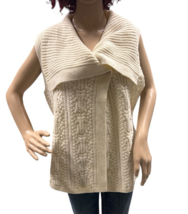 Woolrich Hannah Ivory Cable Knit Sleeveless Cowl Neck Sweater Size Medium - $14.93