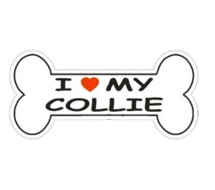 4&quot; love my collie spaniel dog bone bumper sticker decal usa made - £21.54 GBP