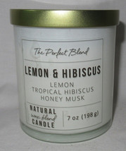 Kirkland&#39;s 7 oz Jar Candle up to 20 hrs Natural Wax Blend LEMON &amp; HIBISCUS - £18.29 GBP
