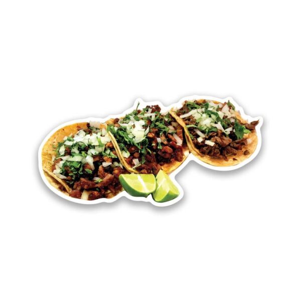 Mexican Carne Asada Tacos Vinyl Sticker 4"" Wide Includes Two Stickers New